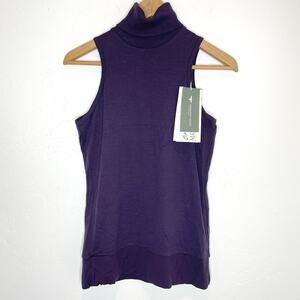 Untouched World Merino Wool Dusky Vest Top 10 Small Plum Sleeveless Turtleneck